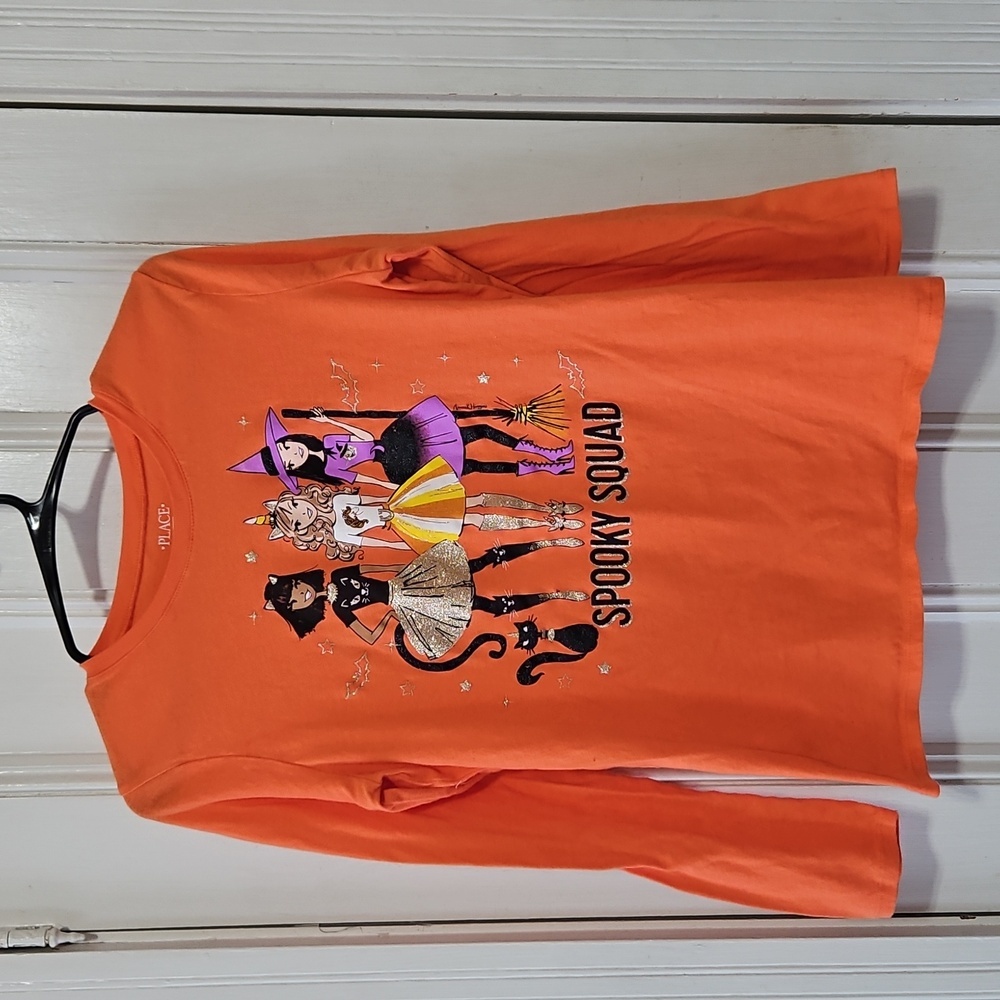 The Children's Place Spooky Squad Long Sleeve Orange Halloween Top Size 16